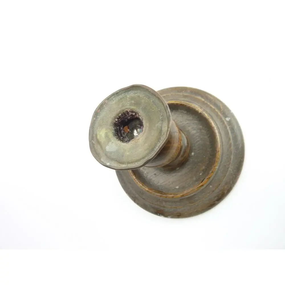 Vintage Mid Century Turned Wood Candle Holder Round Wooden Candlestick 6in